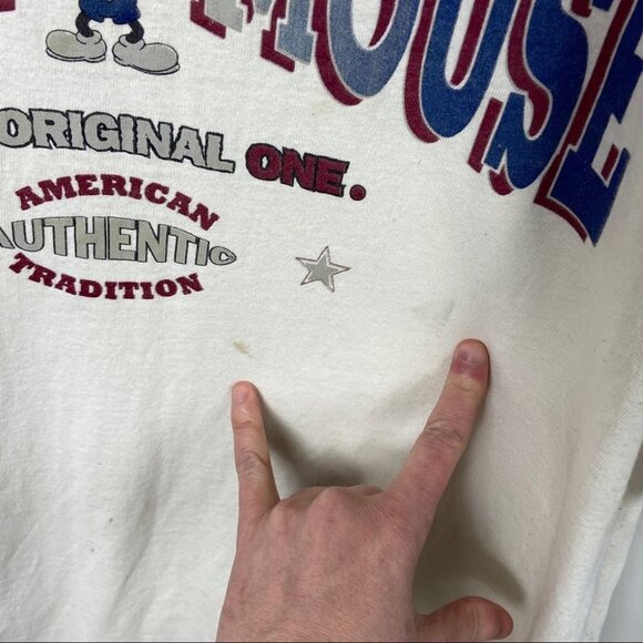 Vintage Mickey & Co Tee Off White Size XXXL Crew Neck Cotton USA Cream T-Shirt - Picture 8 of 14